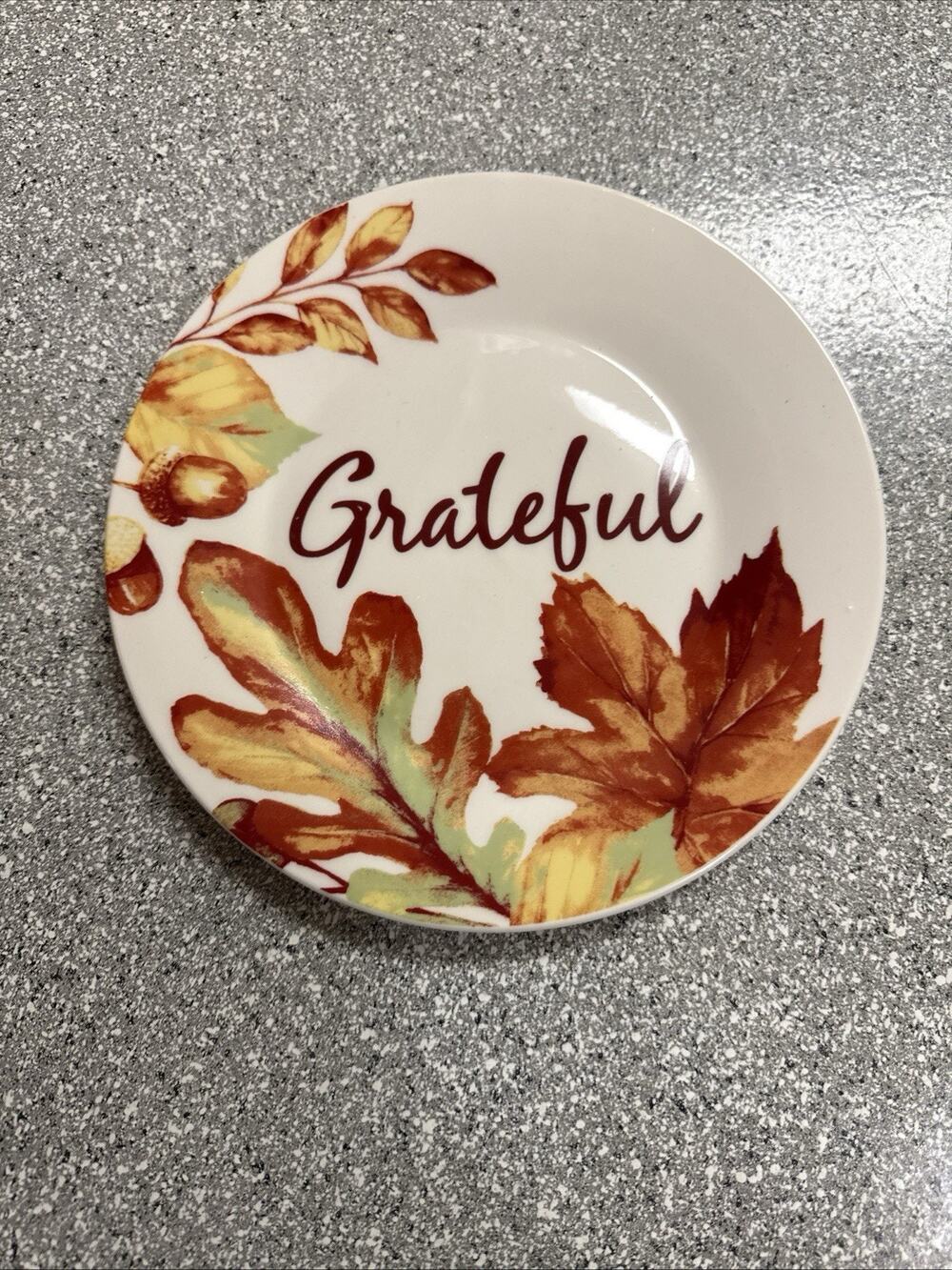 Royal Norfolk Autumn Leaves Thanksgiving Grateful 7.5โ Replacement Salad Plate